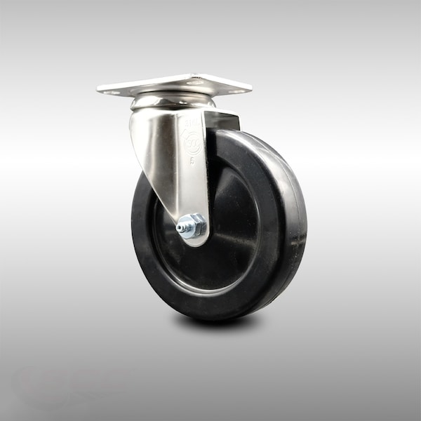 5 Inch 316SS Soft Rubber Wheel Swivel Top Plate Caster